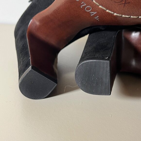 No. 704 Black Booties Pansy Suede Ruffle Ankle Boots Booties Size 39.5/ US 9 - Picture 7 of 9